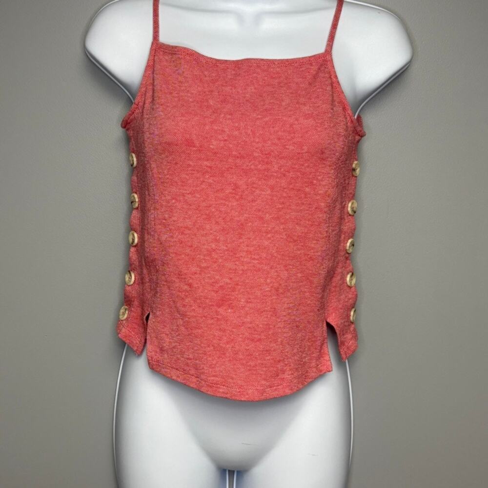 Anthropologie Meadow‎ Rue Y2K Countrycore Red Side Button Top Womens Sz XXS